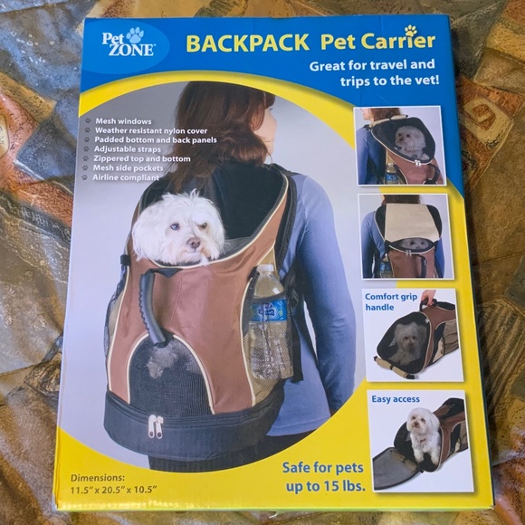 Pet Zone Adjustable Backpack Pet Carrier- Cat/Dog up to 15lbs- BNIB - Picture 1 of 8